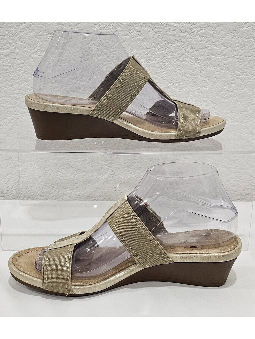 Impo Stretch Gladen Shoes Womens Wedge Sandal Slip On Gold Size 7.5 M - Picture 9 of 14